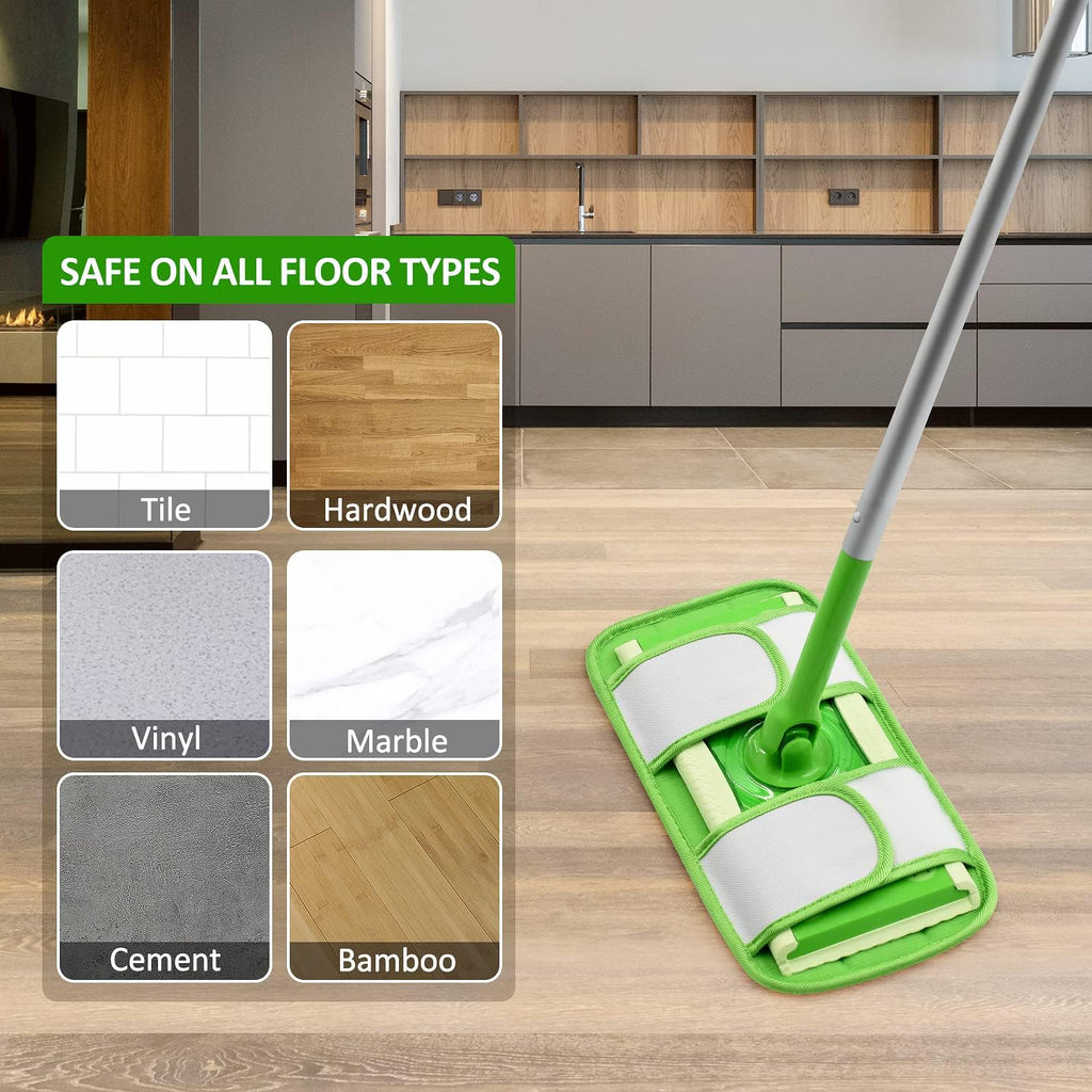 Reusable Mop Pads for Swiffer Sweeper Mops Microfiber Mop Floor Pad Refills Compatible with Sweeper Washable Mop Head Pads Replacements for Multi Surface Dry & Wet Floor Cleaning, 4 Pack