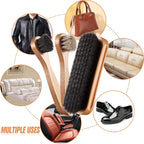 4 Pcs Horsehair Shine Shoes Brush Kit Polish Dauber Applicators Cleaning Leather Shoes Boots Care Brushes Suede Cleaner Brush with Microfiber Shoe Cloth(4 Pcs Style B)