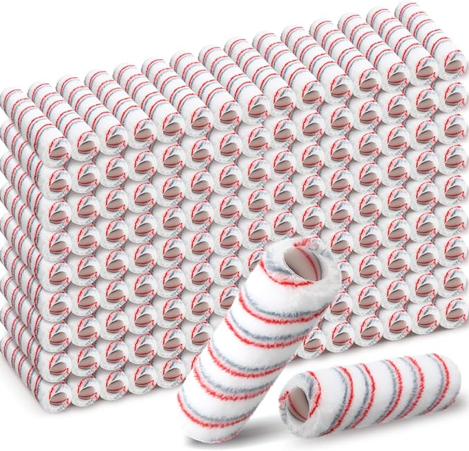 Leumoi 120 Pcs Paint Roller Covers, 1/2 Nap 9" Roller Covers, High Capacity Microfiber Naps for Wall Paint Kit Home Repair Tools Painting Supplies(Red Gray)