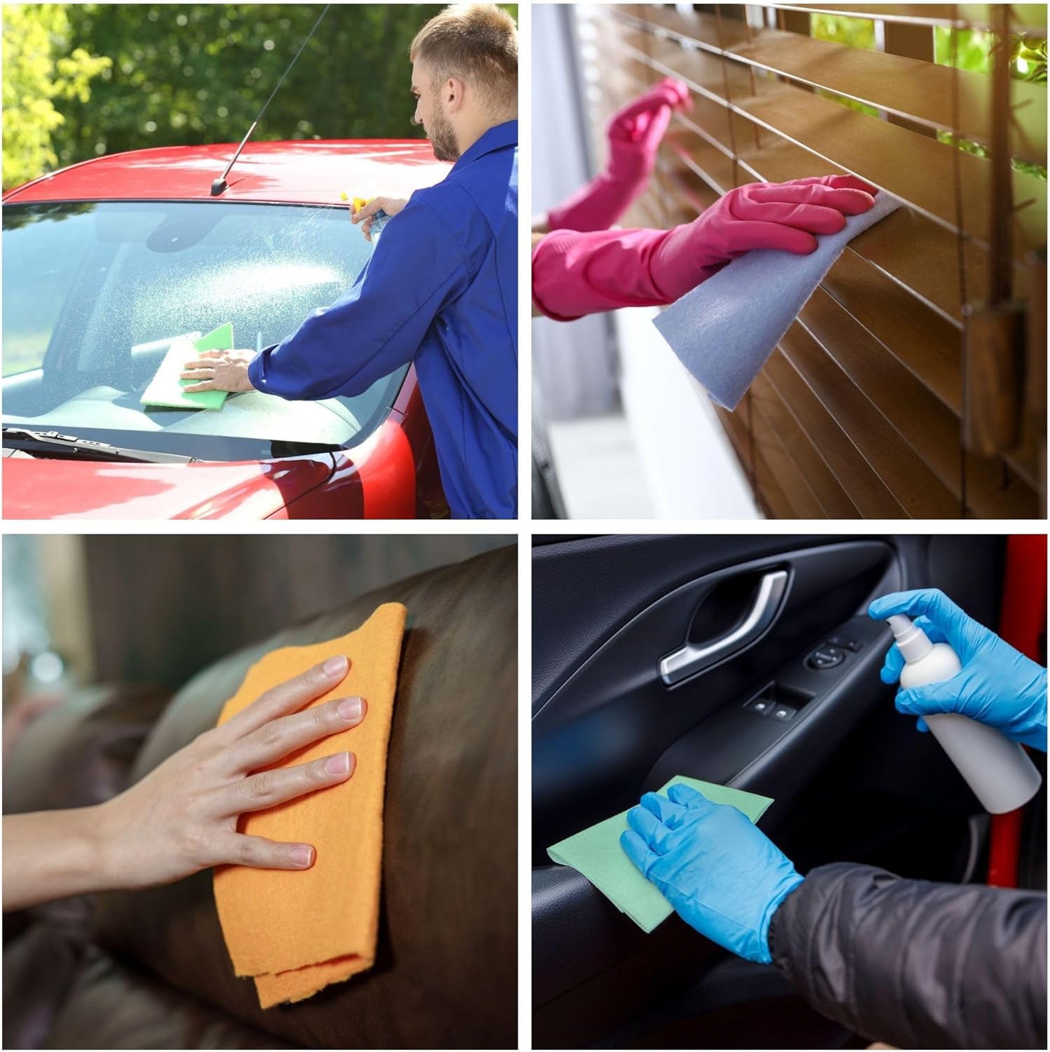 10 Pack Extra Large Original German Shammy Cloths Chamois Towels Super Absorbent for Pets, Parenting Tool Cleaning for Home and Commercial Use Wholesale Bulk (Green)