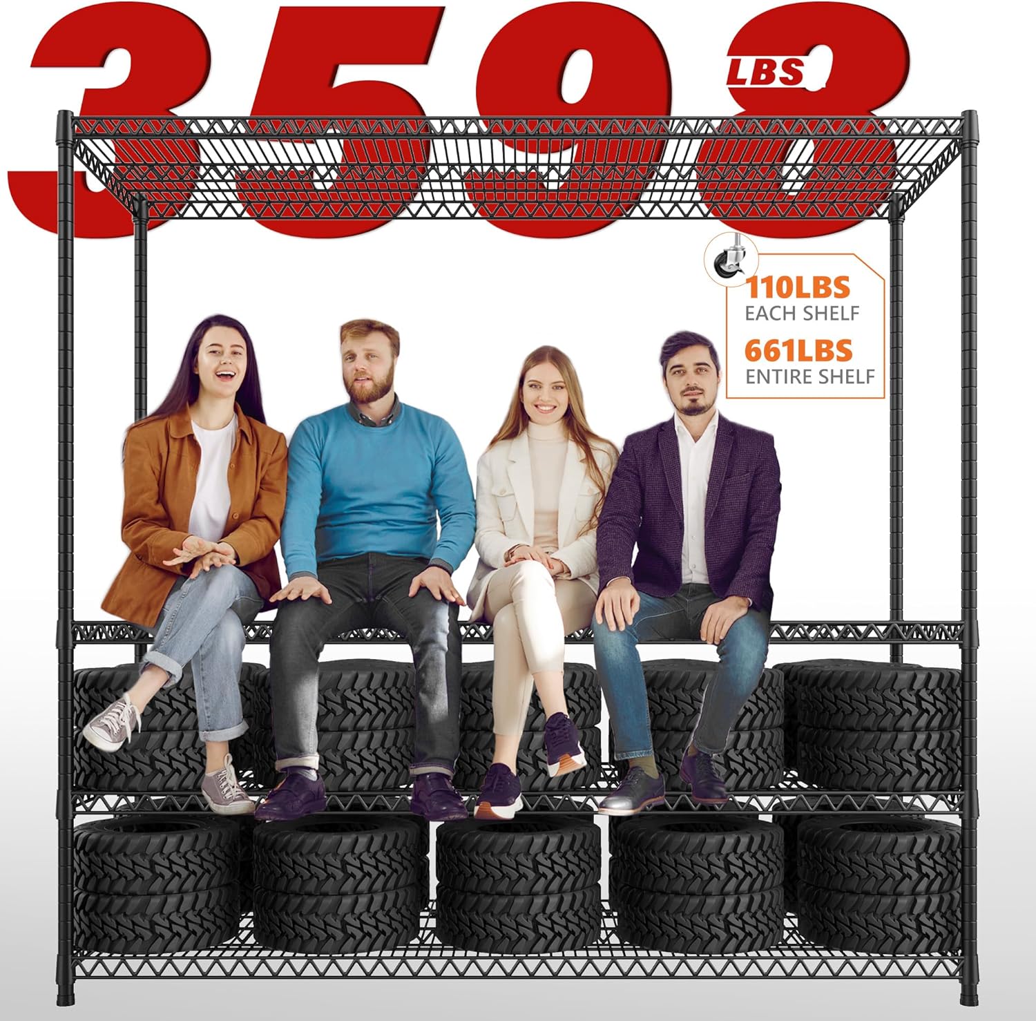 REIBII 60''W X 82.6" H Steel Heavy Duty Wire Shelving Unit with Wheels, 6-Tier Adjustable Storage Shelves 3598LBS Commercial Metal Shelves for Pantry, Garage, College Dorm School Industrial Shelving