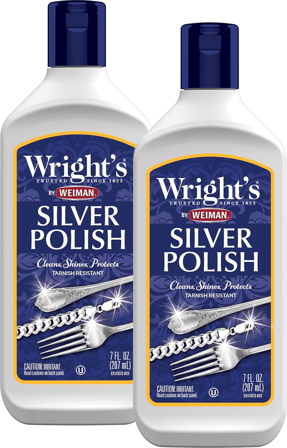 Wright's Silver Cleaner and Polish - 7 Ounce (2 Pack) Ammonia-Free - Use on Silver, Jewelry, Antique Silver