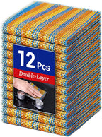 12PCS Non-Scratch Multipurpose Steel Wire Dishcloths - Reusable Quick-Dry Odor-Free Scrub Cloths for Dishes, Kitchen Cleaning Cloths for Cookware, Sinks, Stove Tops(9.84X9.84)