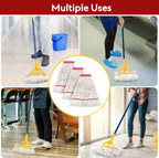 MATTHEW CLEANING Heavy Duty Mop Head Commercial Replacement for General and Floor Cleaning, Wet Industrial Blue Cotton Looped End String Head Refill (Pack of 3) White