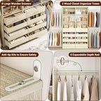 Aheaplus Closet System Set of 2, 4-9Ft Wood Closet Organizer with Drawers & Shelves, Closet Organizer System with 8 Hanging Rods, Walk-in Closets Organizer Wardrobe Closet Rack, White Oak1