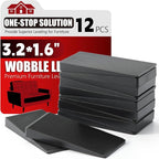 Furniture Leveler 12pcs Kit Size Variety | Multi-Purpose Rubber Shim for Leveling Feet Stable | Anti-Wobble Pad for Uneven Table, Dresser Leg, Toliet and More Furniture | Prevent from Wobbling