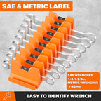 40PCS Modular Wrench Organizer Wrench Holder - Wrench Tool Organizers for Tool Drawer Storage, Wrench Storage Set with Metric & SAE Label, Wrench Rack Tool Gift for Professional Mechanics, Orange