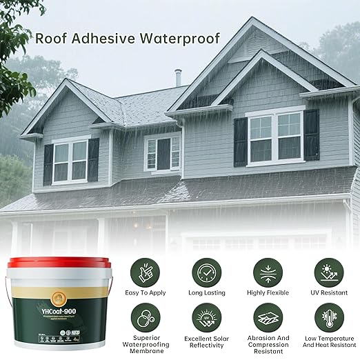 1 Gallon Gray Roof Sealant Waterproof, Elastomeric Roofing Coating Liquid Waterproofing Paint Adhesive, Solar Reflective Sealer for Outdoor Flat, Metal Roofs Leak Repair 4KG