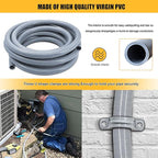 3/4 inch 150 Foot Liquid-Tight Conduit and Connector Kit, Flexible Non Metallic Electrical Conduit, With 10 Straight and 10 Angle Fittings and Pipe Strap