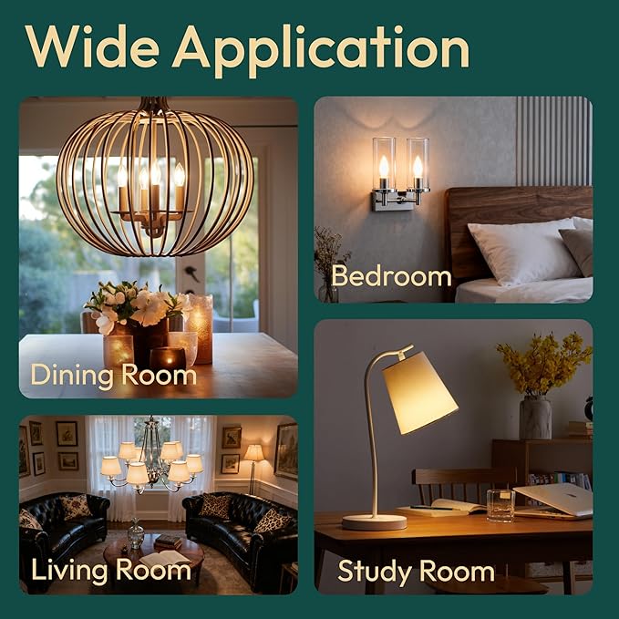 ALAMPEVER E26 LED Bulb 60 Watt, B11 Chandelier Light Bulbs, 2700K Soft White Candelabra LED Bulbs, 12 Pack Candle Light Bulbs