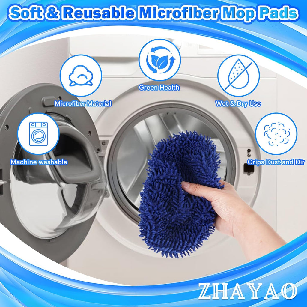 Coral Fleece Mop Pads, Reusable Wet/Dry Compatible with Swiffer, 3 Pack Washable for Hardwood/Surface Floor Cleaning