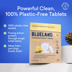 BLUELAND Toilet Bowl Cleaner Tablets, Starter Set, 14 Count with Tin, Lemon Cedar, Plastic-Free, No Harsh Chemicals, Plant-Based