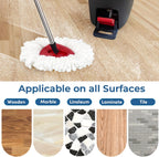 Matthew Spin Mop Replace Head Kit,Base,Handle Compatible with EasyWring Microfiber Spin Mop,4 Mop Refills Replacement Heads,30-58in Mop Handle and 1 Mop Base Combo Set White (1-Tank System)