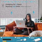 SmartWings Motorized Smart Blinds with Remote, Automatic Blackout Roller Shade Work with Alexa Homekit Thread Google Z-Wave, Electric Blind for Window, Custom Width Up to 110" W,Safari Rock Grey