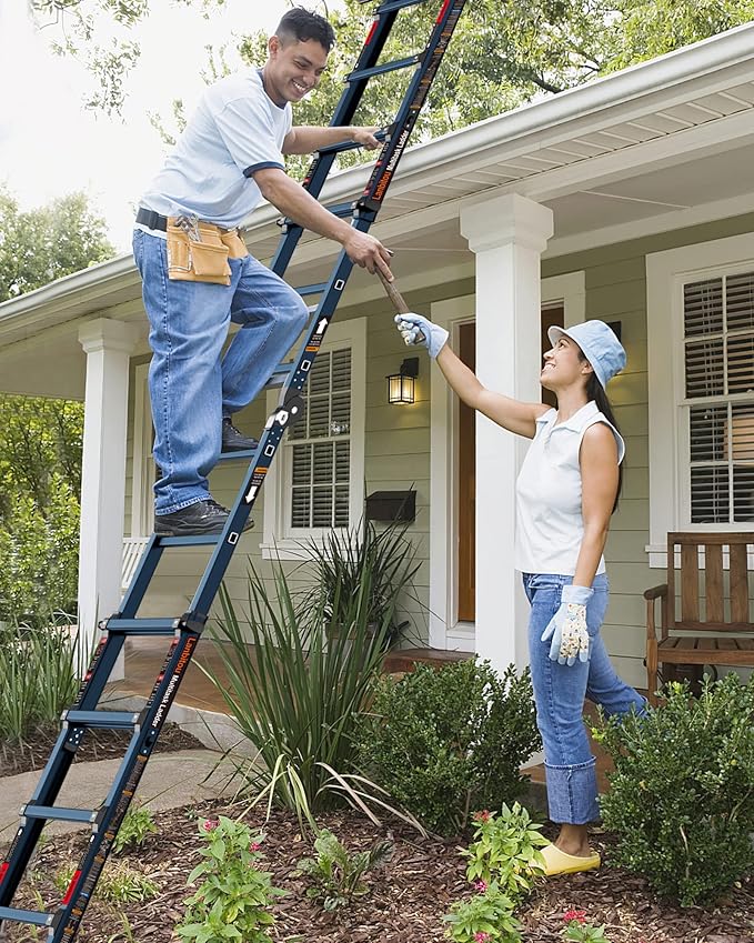 Ladder, A Frame 5 Step Ladder Extension, 17 Ft Anti-Slip Multi Position Ladder, Storage Folding Ladder, 330 lbs Security Load Telescoping Aluminum Ladders for Stairs Home Indoor Outdoor Roof