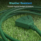 K KASONIC - 100 Ft Extension Cord with 3 Outlets, UL Listed 16/3 SJTW 3-Wire Grounded, 10A 125V 1625W for Indoor/Outdoor Use - Green