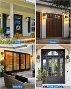 VIANIS 2 Packs Dusk to Dawn Outdoor Lighting for House, Wood Grain Motion Sensor Outdoor Lights Fixture, Garage Light Sconce Wall Mount, Lantern with Waterproof, Anti-Rust 100%, Weather Resistant