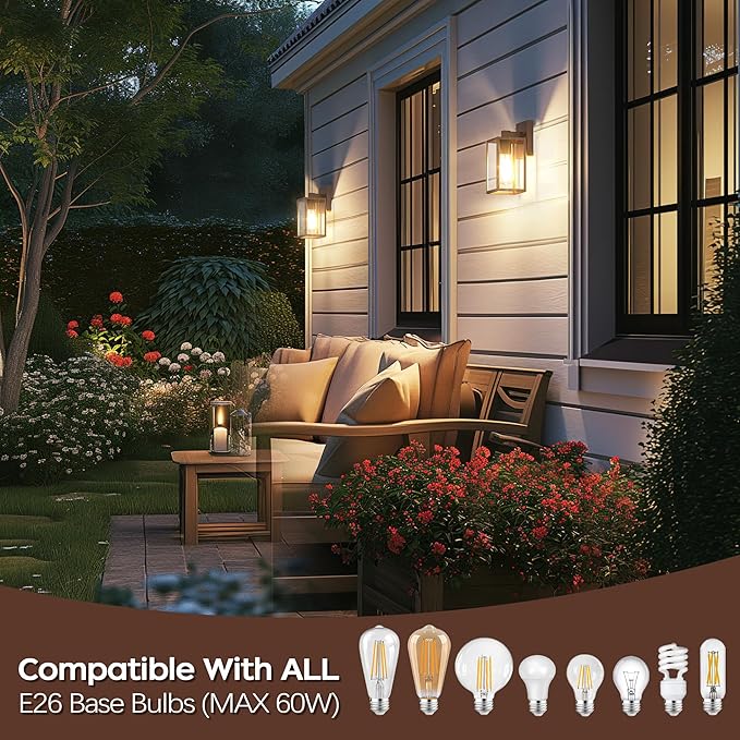 Oil Rubbed Bronze Outdoor Front Porch Light Fixture Wall Mount, LED Exterior lighting fixtures, Waterproof Wall Sconce Lantern Lamp, Outside Coach Lights for House, Patio, Garage, Doorway, Entryway