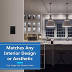 LIDER Combination Dual Dimmer Light Switch Control, 2 Sliding Light Controls, Single Pole, 400W CFL/LED, 600W Incandescent/Halogen, UL Listed, Wall Plate Included, Black, 2 Pcak