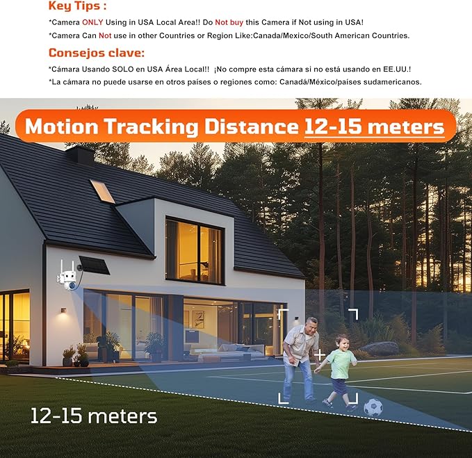 4G LTE Cellular Security Camera 180°Automatic Intrusion Detection and 360°Panoramic View Home and Outdoor Security Camera with Solar Panel, 2K Video Illumination at Night