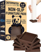 CasterMaster Rubber Feet Non-Slip Furniture Pads Square - 3 x 3 in Brown 8-Pack - Floor Protectors for Chairs & Hardwood Floors - Keep Furniture from Sliding