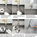 Gold Kitchen Faucet with Pull Down Sprayer Modern Stainless Steel High Arc Single Handle Kitchen Sink Faucet Brushed Gold, Commercial 1 Hole Kitchen Faucet with Deck