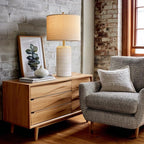 PoKat 24" Modern Ceramic Table Lamps Set of 2 for Bedroom, White Bedside Lamps for Night Stands, Farmhouse Desk Decor Nightstand Table Lamps for Living Room End Table Beige