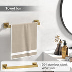 Toilet Paper Holder Collision Avoidance Towel Racks for Bathroom Thickened Material 304 Stainless Steel Towel Rack 10-Piece Towel Bar Brushed Gold Bathroom Hardware Set Will Not Rust