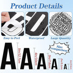 2142 PCS 42 Sheets Letter Stickers Mailbox Numbers and Letters Self Adhesive Vinyl Waterproof Alphabet Number Stickers for Mailbox Address,Craft,Water Bottles, Sign, Door, Home Decor (2 Inch,Black)