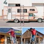 Telescoping Ladders 15.5 FT Aluminum Ladder - One-Button Retraction Collapsible Extension Ladder for Home,RV,Attic & Loft, Lasts 330 LBS with 2 Triangle Stabilizers and 2 Detachable Hooks