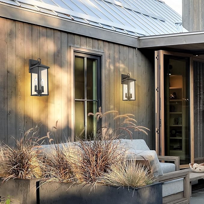 Darkaway Outdoor Wall Lights for House, Exterior Lighting Fixtures Wall Mount Porch Lights Waterproof Outdoor Sconce Lights with Clear Glass for Patio Hallway Garage E12 Socket