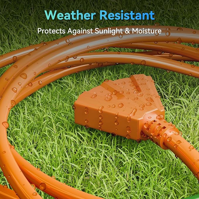 K KASONIC - 25 Ft Extension Cord with 3 Outlets, UL Listed 16/3 SJTW, 3-Wire Grounded, 13A 125V 1625W for Indoor/Outdoor Use - Orange