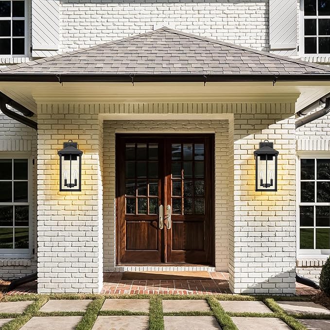 Darkaway Outdoor Wall Lights for House, 17 Inch Tall Exterior Lighting Fixtures Wall Mount Outdoor Porch Lights Outside Sconce Lights with Clear Glass for Patio Hallway Garage E12 Socket