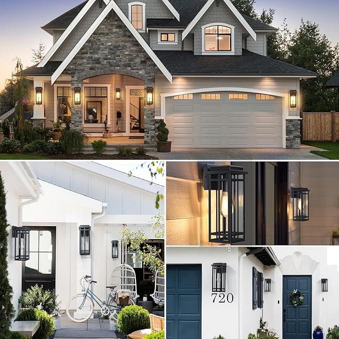 13.8'' Outdoor Wall Light Fixtures 1 Pack, Black Porch Lights Outdoor Lighting for House, Exterior Lighting Fixtures Wall Lanterns, Waterproof Modern Outside Sconce Lights for Patio Garage (No Sensor)