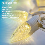 HLO Lighting Set of 25 Warm White C9 Faceted LED Christmas Light Bulbs for Indoor & Outdoor Use | Durable Replacement Bulbs
