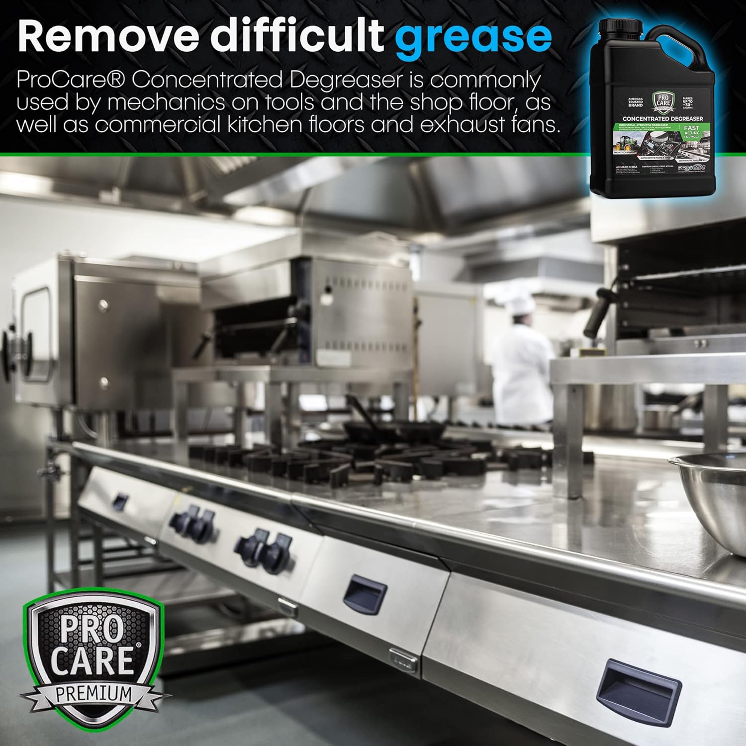 Procare - Degreaser Concentrate - Tool, Shop Floor, Engine & Commercial Kitchen Cleaner - Cleaning Supplies - Degreaser - Made in the USA (1 Gallon)