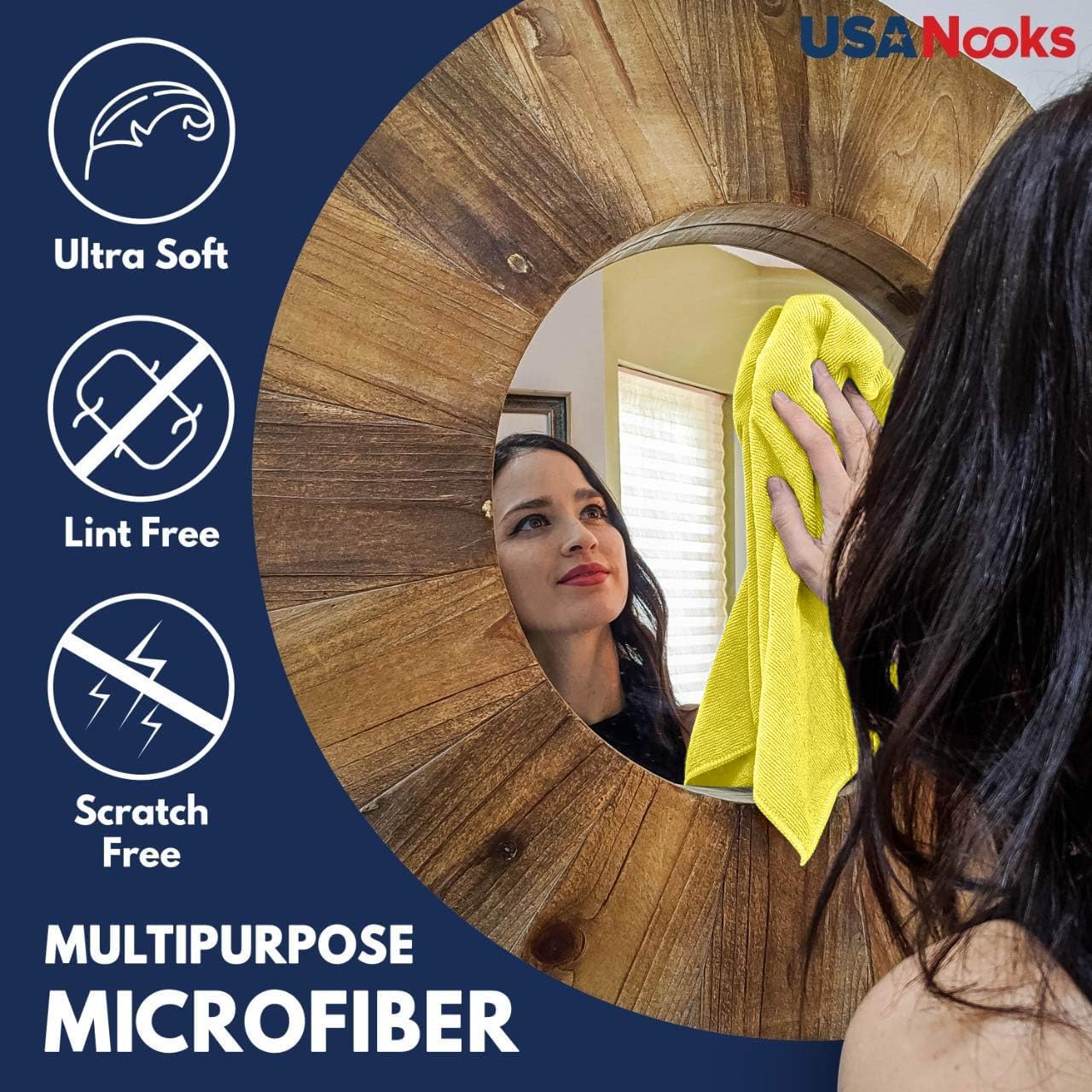 USANOOKS Microfiber Cleaning Cloth - 100Pcs (12.5x12.5 inch) High Performance - 1200 Washes, Ultra Absorbent Towels for Cars Weave Grime & Liquid for Streak-Free Mirror Shine