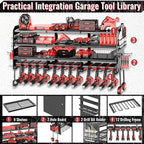 Large Power Tool Organizer Wall Mount-12 Drill Holder, Metal Heavy Duty Garage Tool Storage Shelves with Screwdriver Plier Holder, Gifts Idea for Men Dad Husband
