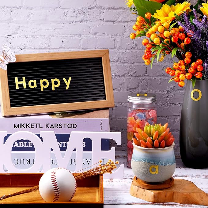 Outus 8 Sheets Vinyl Letter Stickers Self Adhesive Mailbox Numbers Alphabet Stickers Stick on Letters for Christmas Stockings Scrapbook Bulletin Board School Business(1 Inch,Glitter Gold)