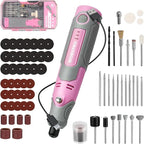 WORKPRO Cordless Rotary Tool Kit with 71pcs Accessories, 3 Variable Speeds, USB Rechargeable Mini Rotary Tool for Engraving, Sanding, Polishing, Carving, Cutting, DIY Crafts - Pink Ribbon