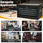 6-Drawer Tool Box, ARNOT 24" Heavy-Duty Steel Tool Chest, Portable Tool Storage Organizer with Auto-Locking Drawers, Top Tool Tray, and Side Handles for Garage, Warehouse, or Workshop Storage (Black)