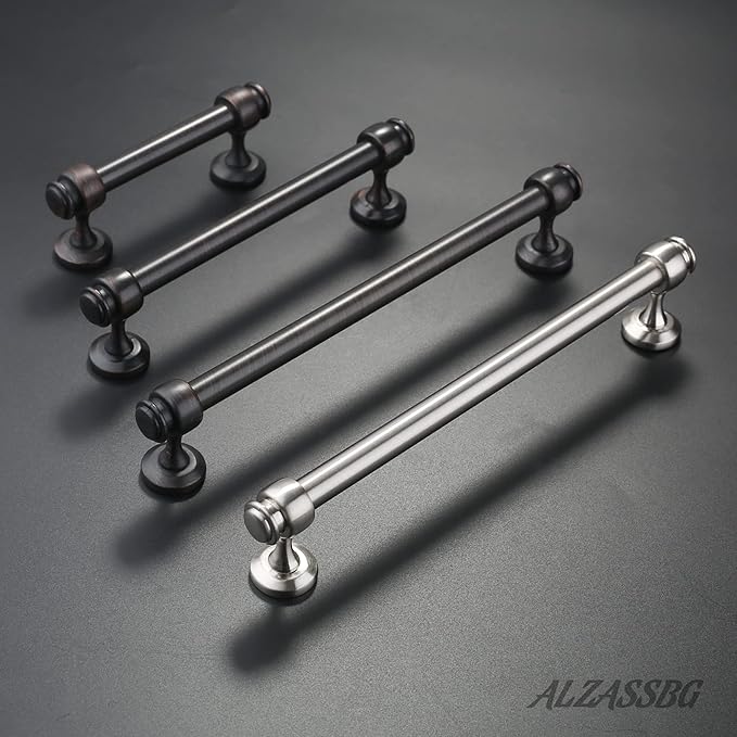 Alzassbg 10 Pack Oil Rubbed Bronze Cabinet Pulls, 7 Inch(177.8mm) Hole Centers Cabinet Handles Kitchen Hardware Straight Bar for Cabinets and Drawer AL3082ORB