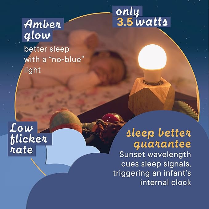 Amber Light Bulbs for Sleep I 1800K Warm Light Bulbs for Bedside Lamp I 3.5W E26 Led Bulb (60W Equiv) Orange Led Lights for Bedroom Soft Warm Lighting I Dim Night Light for Kids Room Warm Light Lamp