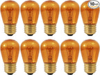 OHLECTRIC Amber Night Light Bulbs (10-Pack) 11-Watt S14 Sign Bulb, Decorative Light Bulbs, E26 Medium Base, Colorful Bulbs, Dimmable, Sign Replacement Lamp for Indoor & Outdoor Use. Avg Hours 5000