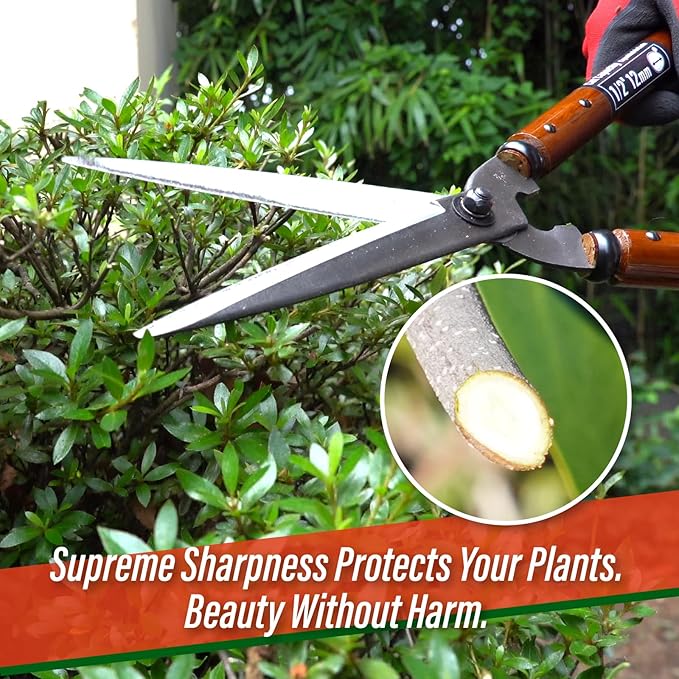 SUIZAN Hedge Shears 22.6" - Professional Japanese Garden Clippers for Precise Trimming Gardening Tools