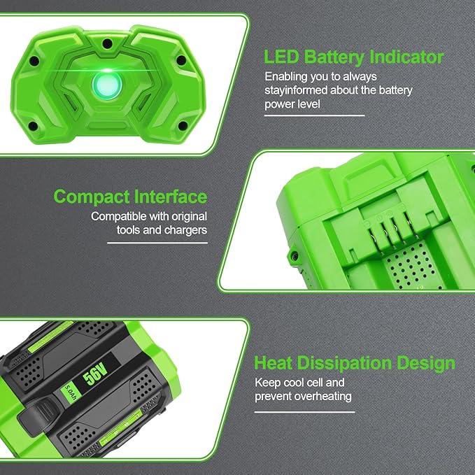 56V 5.0Ah Battery Compatible for 56V EGO Battery BA2800T BA2800 BA4200 BA1400 Compatible with EGO 56-Volt CS1604 CS1804 Power Cordless Tools(Not Made in EGO
