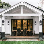 Outdoor Wall Light Fixtures, 16 Inch Waterproof Square Lanterns, 2-Light Exterior Porch Sconces Lighting with Seeded Glass Shade, Modern Black Lamps for Patio Front Door Entryway