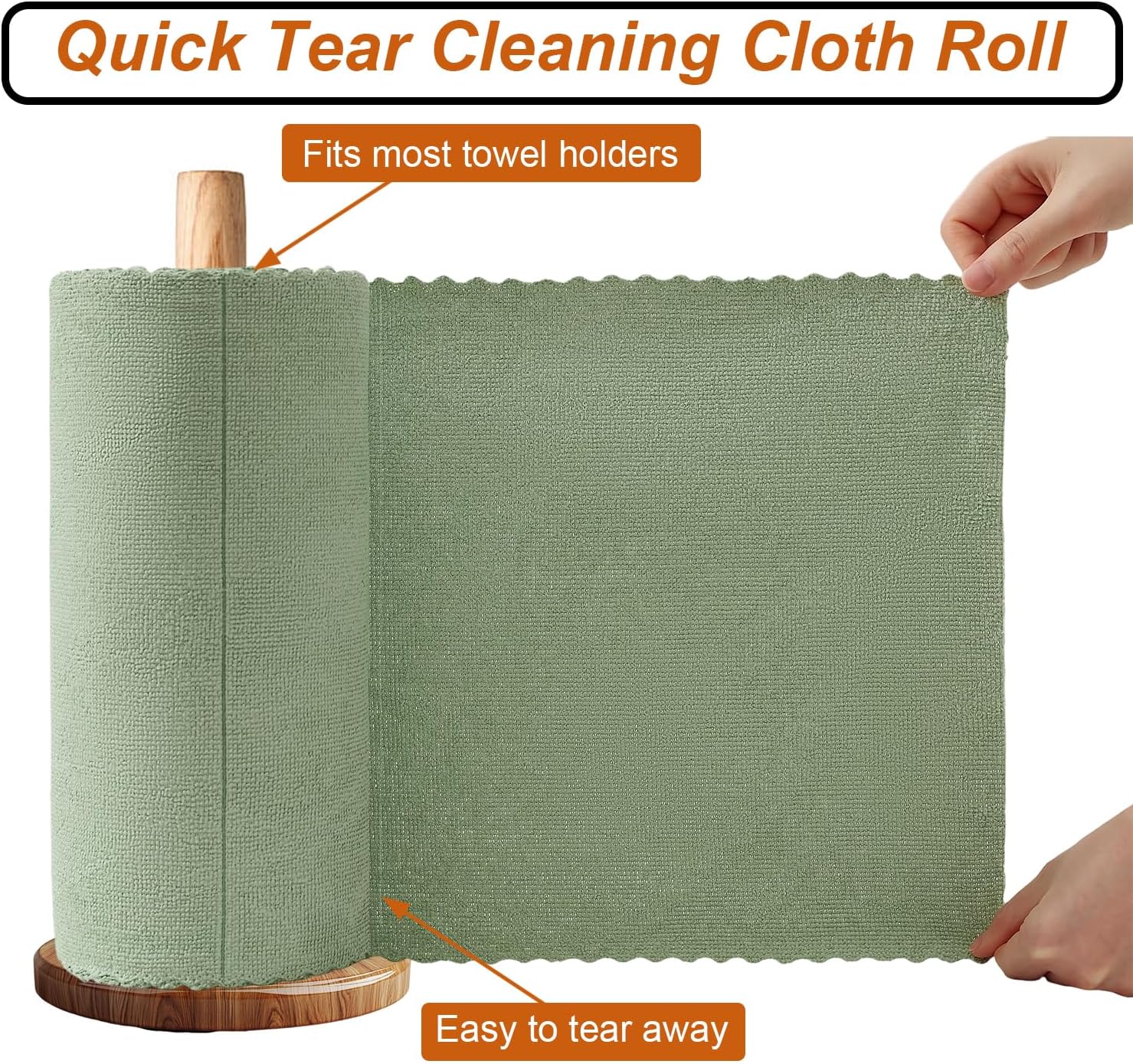 80 Pack Microfiber Cleaning Cloth Roll,Lint Free Rags & Tear Away Reusable Towels Washable Scratch,Ultra Absorbent Dish Rags(12" x 12") for Car Kitchen Home Garage-Green