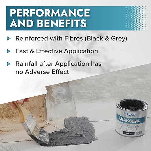 Polar Specialist Coatings Clear Leak Fix Paint - 35 oz - One Coat Waterproof Sealant with Reinforced Fibers, Instantly Seals Leaks & Cracks for Roofs, Drainpipes and Gutter Repairs for Exterior Use
