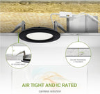 ASD LED Recessed Lighting 4 Inch, Round Commercial LED Downlight, Mini Panel Baffle Trim, 12W 120-277V, 5 CCT Selectable 2700K/3000K/3500K/4000K/5000K, Dimmable LED Ceiling Light Fixture, Black, ETL